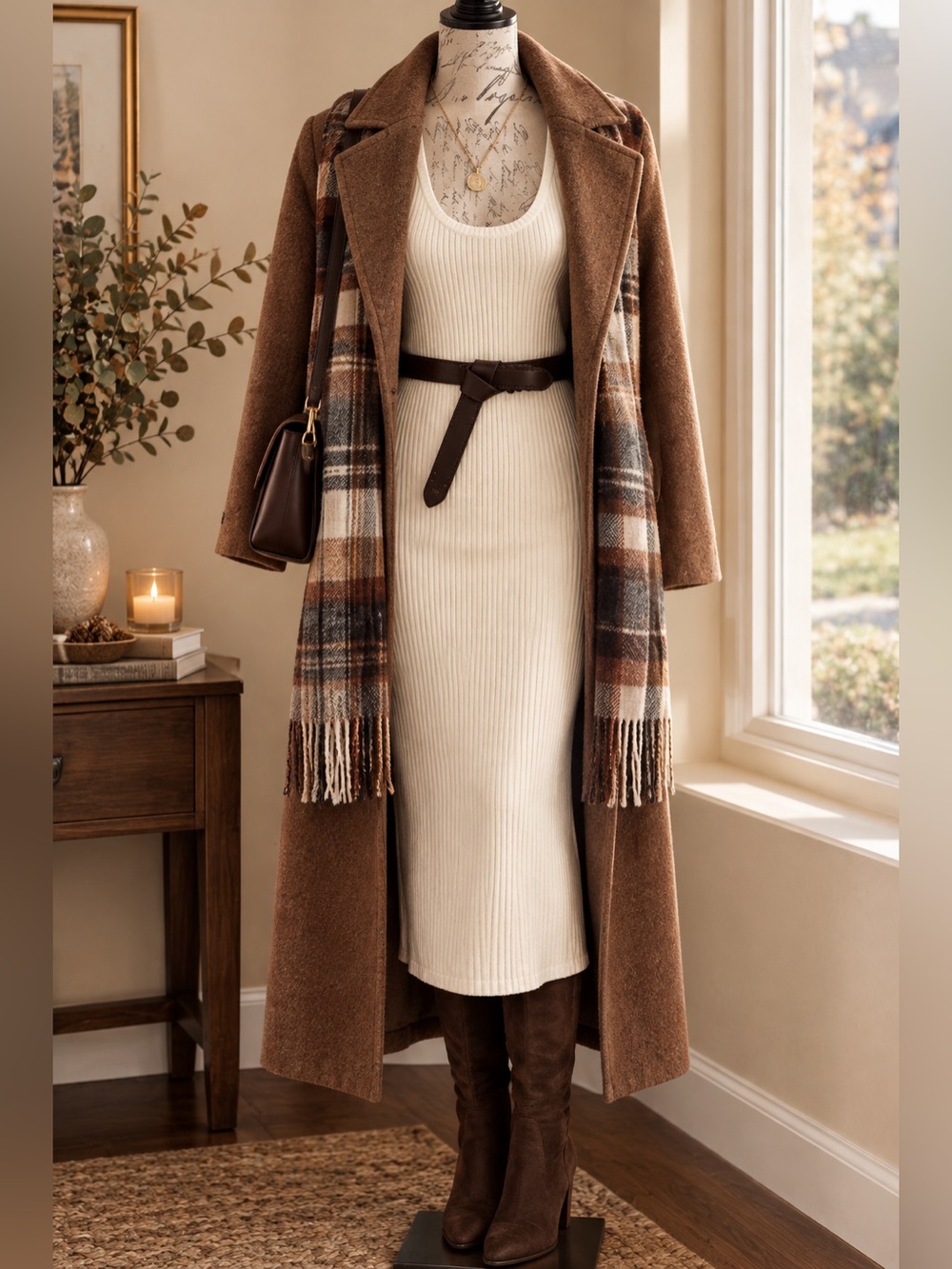 State Cream Textured Ribbed Maxi Dress – Size M